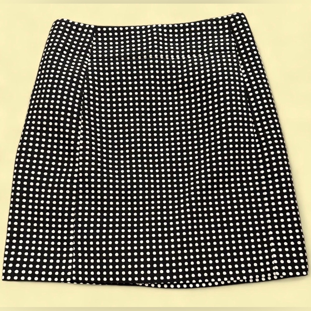 LOFT Black A-Line Skirt with White Polka Dots